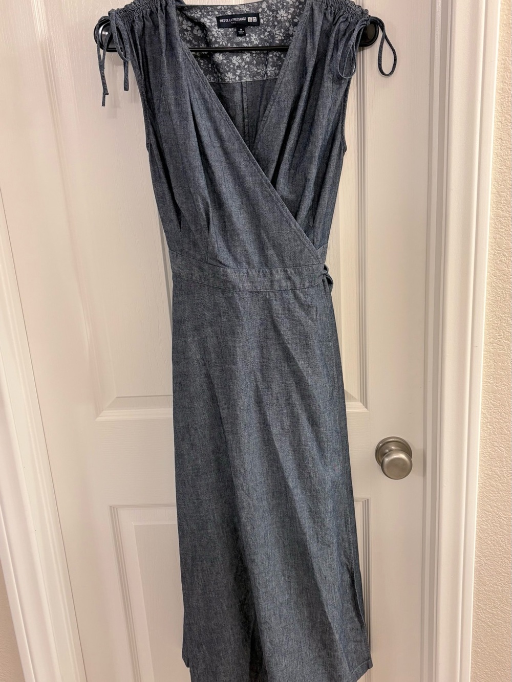 Mossimo Supply Co. Sleeveless Chambray Wrap Midi Dress in Blue-Gray